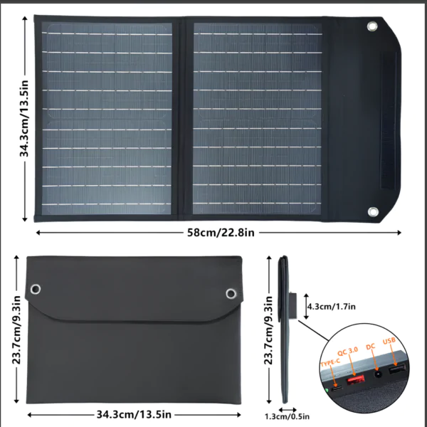 Панель Сонячна з Type-C. Складная Солнечная Панель ETFE 20w